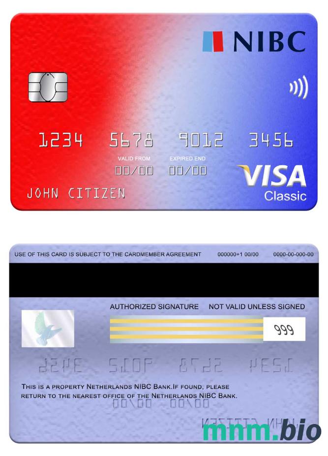 Netherlands NIBC Bank visa klasyczny karta przykład w formacie PSD